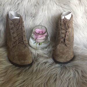 White Mountain Special Taupe Suede Ankle Bootie